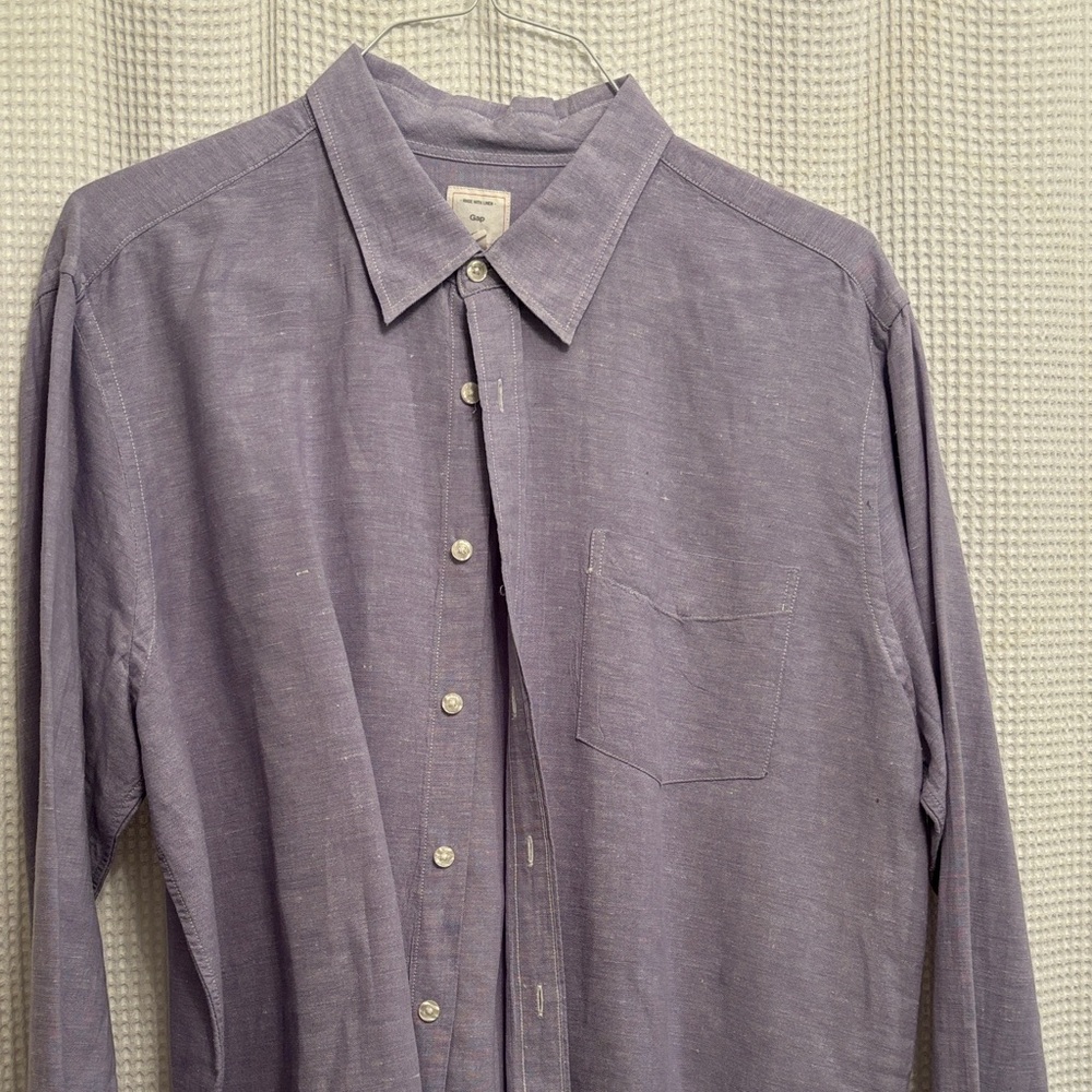 GAP Men's Lavender Irish Linen Button-Down Shirt